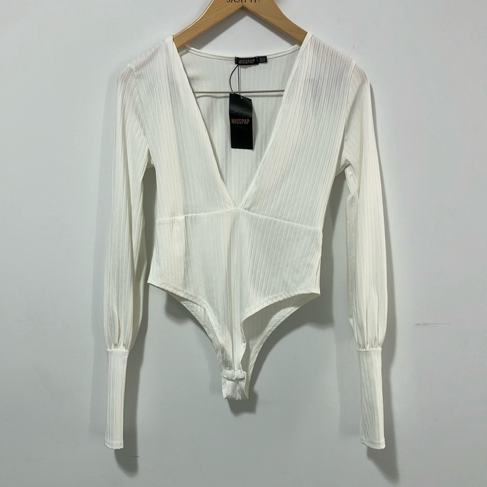 Misspap White Long Sleeve Bodysuit